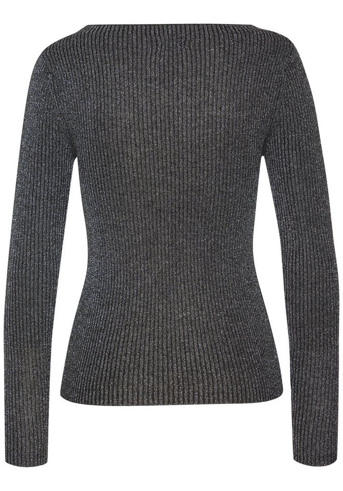 LASCANA Strickpullover aus Rippstrick mit glänzendem Lurexgarn Figurbetontes Strickshirt, Partyshirt mit Glitzer, festlich-elegant – Bild 4 von 5