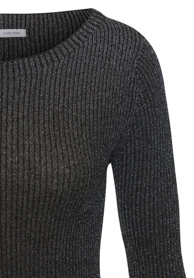 LASCANA Strickpullover aus Rippstrick mit glänzendem Lurexgarn Figurbetontes Strickshirt, Partyshirt mit Glitzer, festlich-elegant – Bild 5 von 5