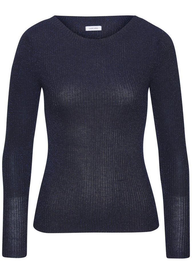 LASCANA Strickpullover aus Rippstrick mit glänzendem Lurexgarn Figurbetontes Strickshirt, Partyshirt mit Glitzer, festlich-elegant – Bild 2 von 5