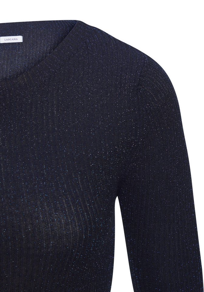 LASCANA Strickpullover aus Rippstrick mit glänzendem Lurexgarn Figurbetontes Strickshirt, Partyshirt mit Glitzer, festlich-elegant – Bild 4 von 5