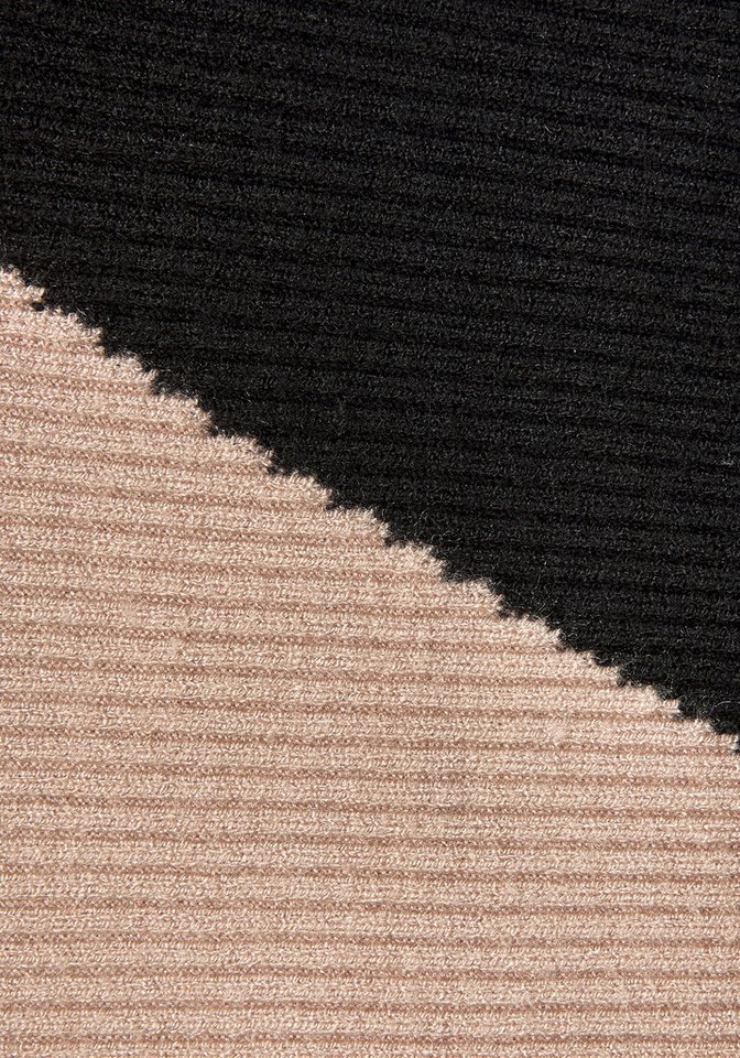 LASCANA Strickpullover mit Colorblock-Optik und leichten Fledermausärmeln Fledermauspullover, Rippstrickpullover mit U-Boot-Ausschnitt, weich – Bild 5 von 5