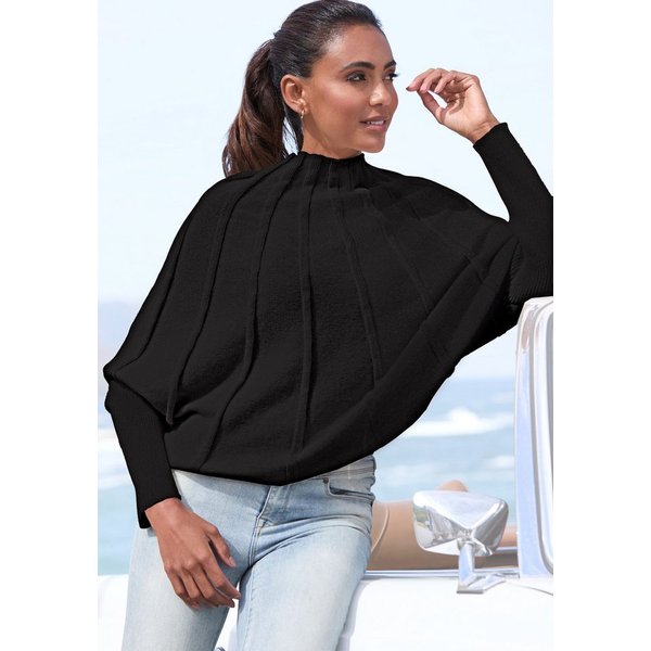 LASCANA Strickpullover mit langen Fledermausärmeln modischer Damenpullover, Oversize-Pulli mit Stehkragen, kuschelig