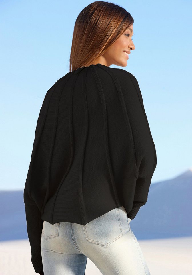 LASCANA Strickpullover mit langen Fledermausärmeln modischer Damenpullover, Oversize-Pulli mit Stehkragen, kuschelig – Bild 3 von 5