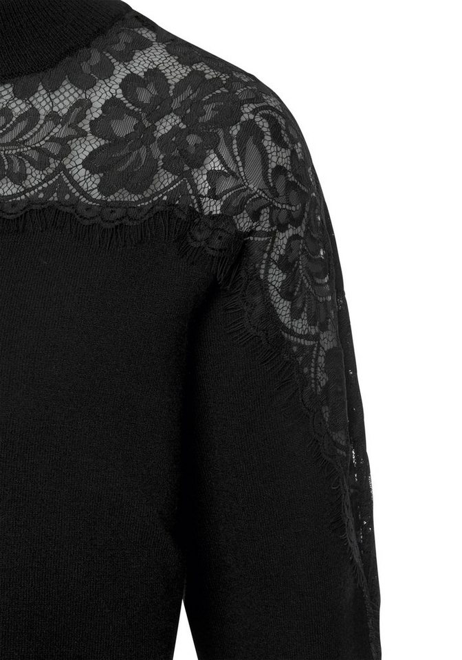 LASCANA Strickpullover mit transparentem Spitzeneinsatz eleganter Damenpullover mit Spitze, Rundhalspullover, festlich – Bild 5 von 5