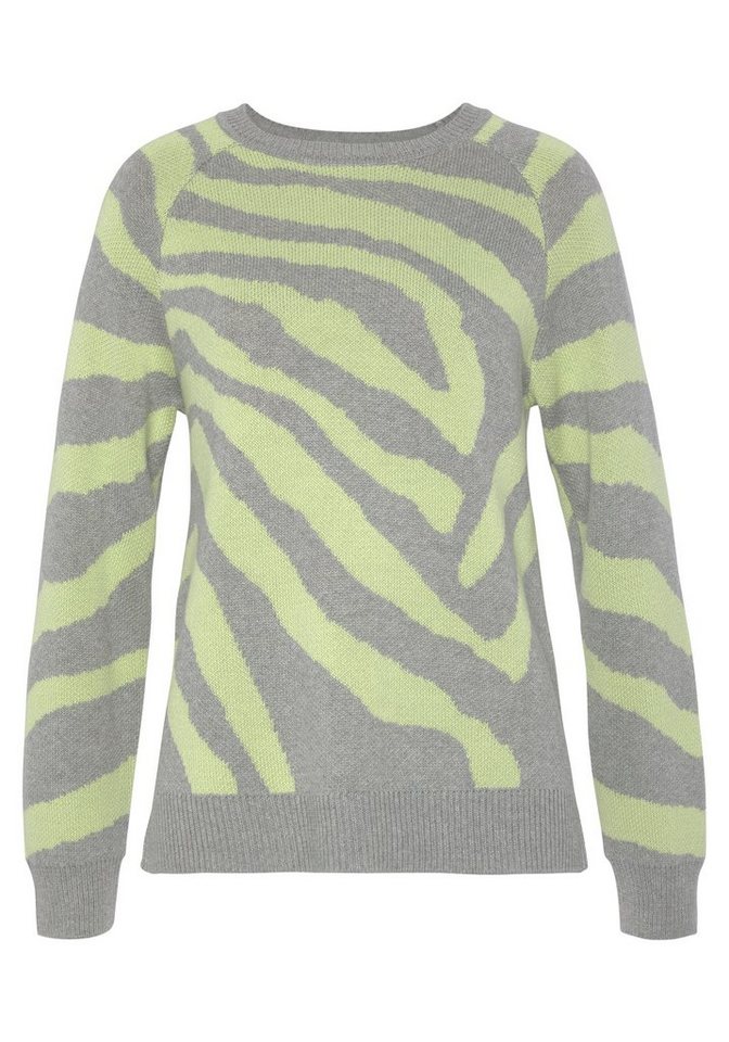 LASCANA Strickpullover mit Zebramuster Rundhalspullover in fester Strickqualität, warmer Pullover – Bild 2 von 5
