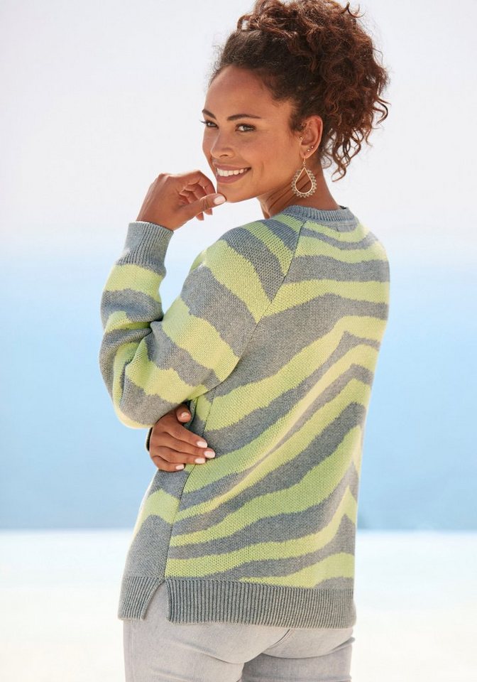 LASCANA Strickpullover mit Zebramuster Rundhalspullover in fester Strickqualität, warmer Pullover – Bild 3 von 5