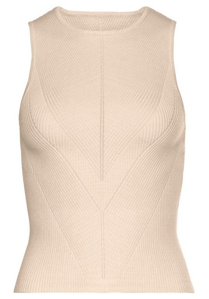 LASCANA Stricktop mit diagonalem Strickmuster hochgeschlossenes Top mit breiten Trägern, figurbetontes Top – Bild 2 von 5