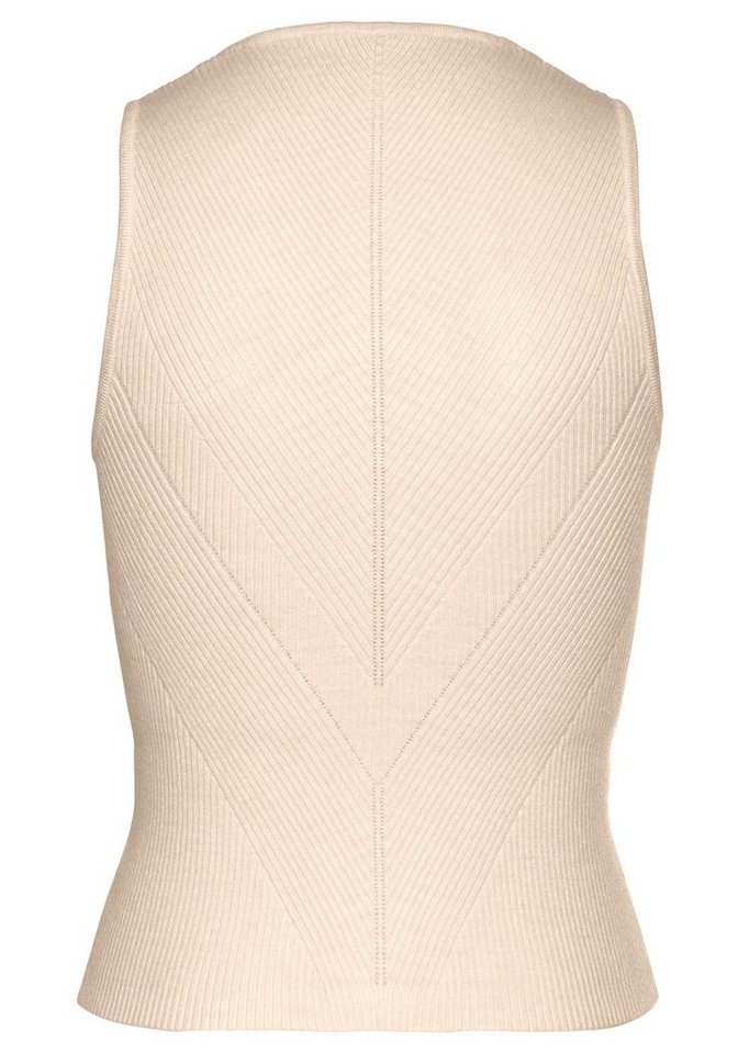 LASCANA Stricktop mit diagonalem Strickmuster hochgeschlossenes Top mit breiten Trägern, figurbetontes Top – Bild 4 von 5