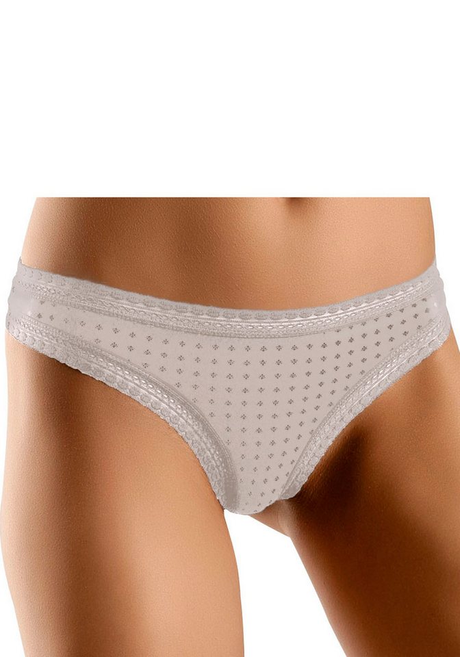 LASCANA String (3er-Pack) aus elastischer Baumwolle mit weicher Spitze – Bild 2 von 5