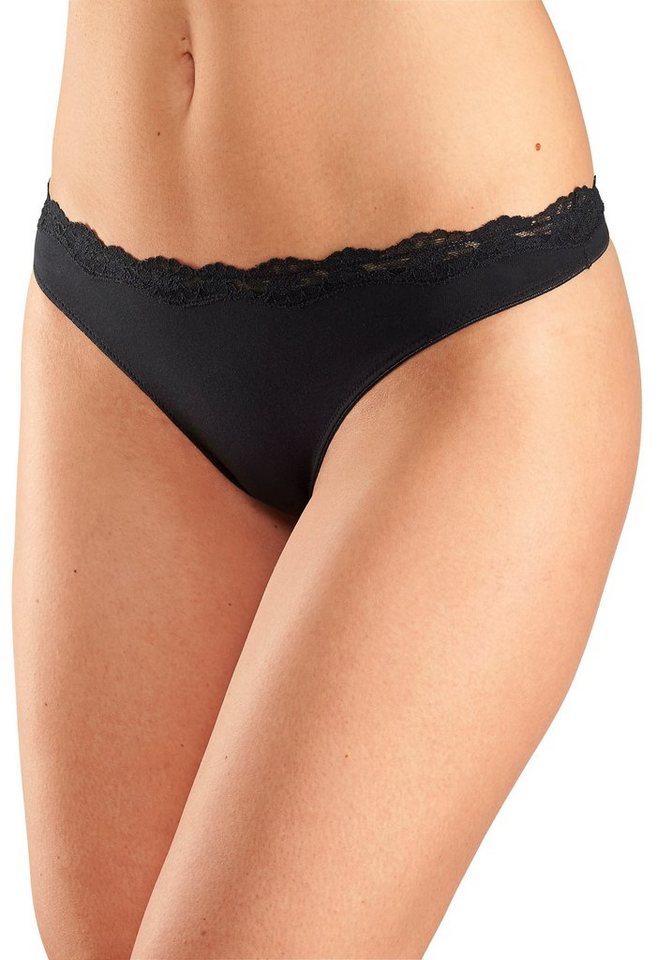 LASCANA String (3er-Pack) aus elastischer Baumwolle mit zarter Spitze – Bild 2 von 5