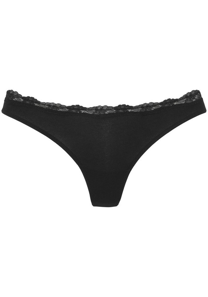 LASCANA String (3er-Pack) aus elastischer Baumwolle mit zarter Spitze – Bild 5 von 5