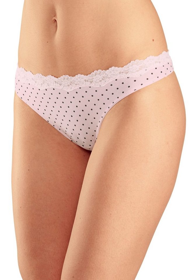 LASCANA String (3er-Pack) aus elastischer Baumwolle mit zarter Spitze – Bild 2 von 5
