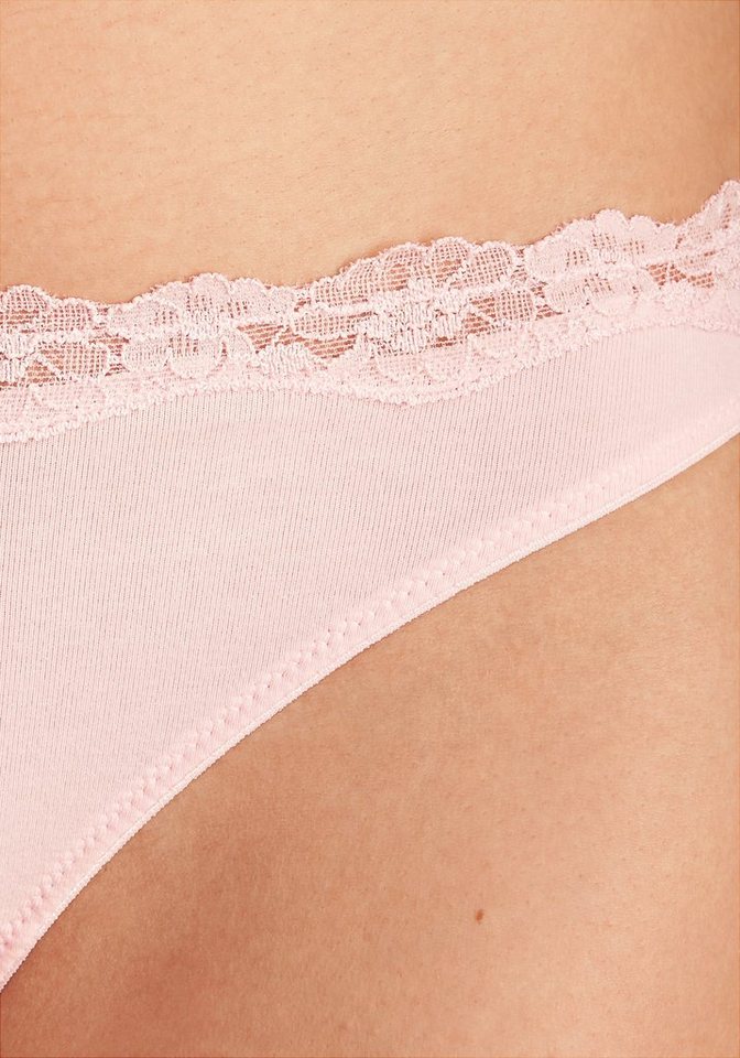 LASCANA String (3er-Pack) aus elastischer Baumwolle mit zarter Spitze – Bild 4 von 5