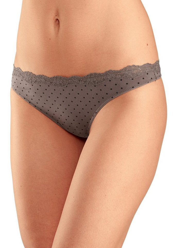 LASCANA String (3er-Pack) aus elastischer Baumwolle mit zarter Spitze – Bild 2 von 5