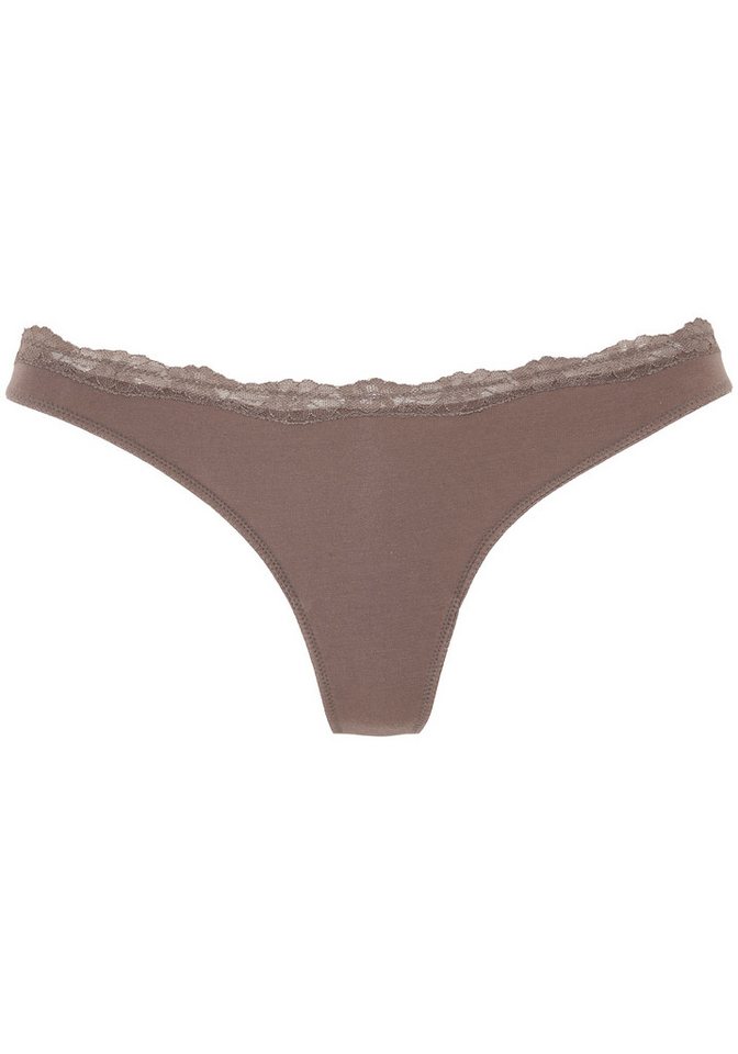 LASCANA String (3er-Pack) aus elastischer Baumwolle mit zarter Spitze – Bild 4 von 5