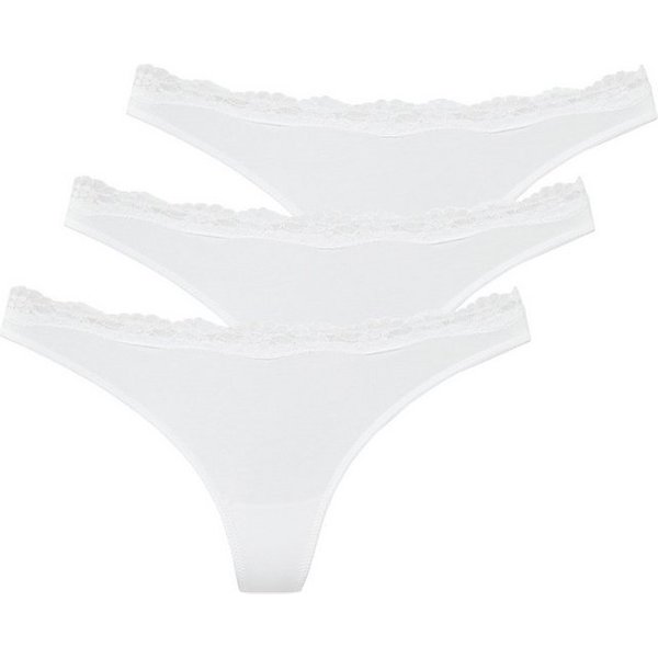 LASCANA String (3er-Pack) aus elastischer Baumwolle mit zarter Spitze