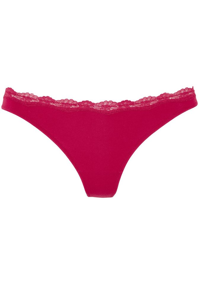 LASCANA String (3er-Pack) aus elastischer Baumwolle mit zarter Spitze – Bild 4 von 5