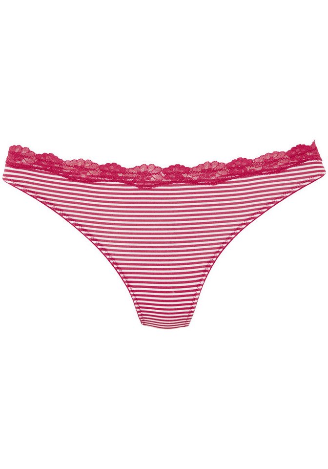 LASCANA String (3er-Pack) aus elastischer Baumwolle mit zarter Spitze – Bild 5 von 5