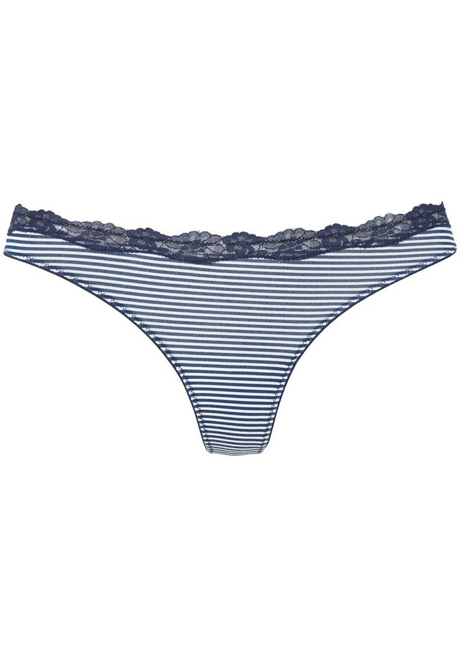 LASCANA String (3er-Pack) aus elastischer Baumwolle mit zarter Spitze – Bild 4 von 5
