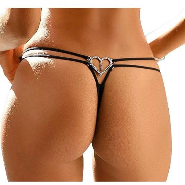 LASCANA String mit elastischen Bändern und Herz-Accessoire hinten