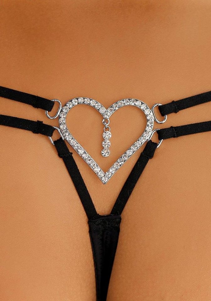 LASCANA String mit elastischen Bändern und Herz-Accessoire hinten – Bild 4 von 5
