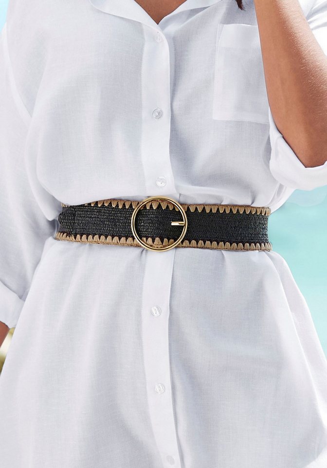 LASCANA Taillengürtel Stretchgürtel, Bauchgürtel, Schmuckgürtel, Gürtel für Kleid & Overall in moderner Bast-Optik mit Shaping-Effekt dank elastischem Material – Bild 2 von 5