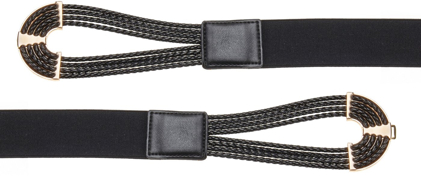 LASCANA Taillengürtel Stretchgürtel, Bauchgürtel, Schmuckgürtel, Gürtel für Kleid & Overall mit dekorativer Schnalle und Shaping-Effekt dank elastischem Materia – Bild 3 von 3