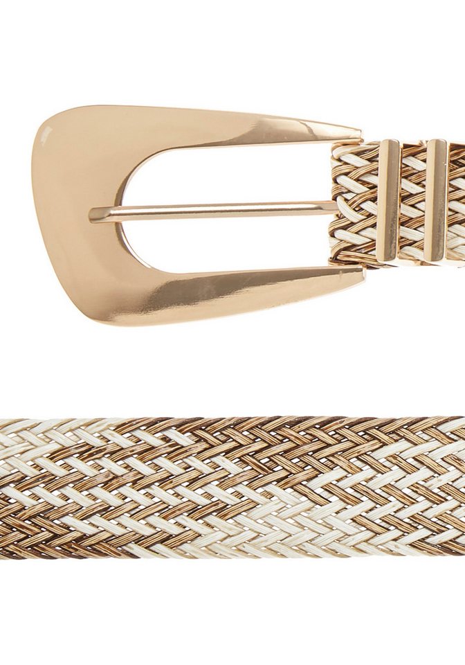 LASCANA Taillengürtel Stretchgürtel, Schmuckgürtel, Gürtel für Kleid & Overall, Bauchgürtel in moderner Bast-Optik mit Shaping-Effekt dank elastischem Material – Bild 4 von 5