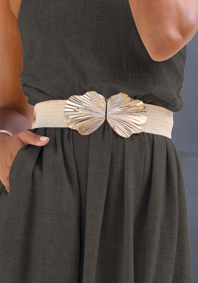 LASCANA Taillengürtel Stretchgürtel, Schmuckgürtel, Bauchgürtel, Gürtel für Kleid & Overall in moderner Bast-Optik mit Shaping-Effekt dank elastischem Material – Bild 2 von 5