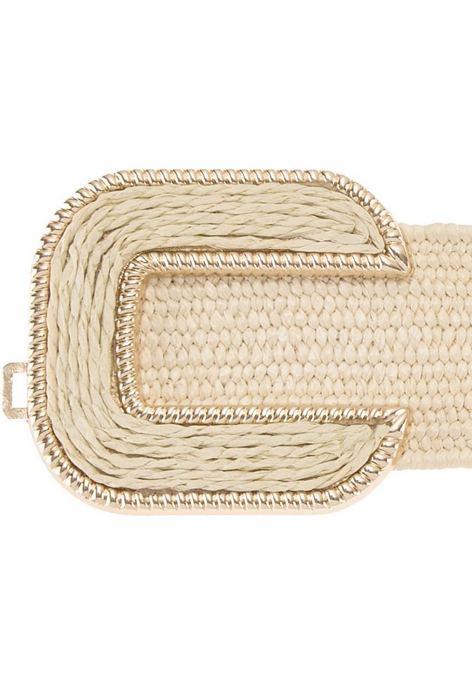 LASCANA Taillengürtel Stretchgürtel, Schmuckgürtel, Gürtel für Kleid & Overall, Bauchgürtel moderne Bast-Optik, mit Shaping-Effekt dank elastischem Material – Bild 4 von 5