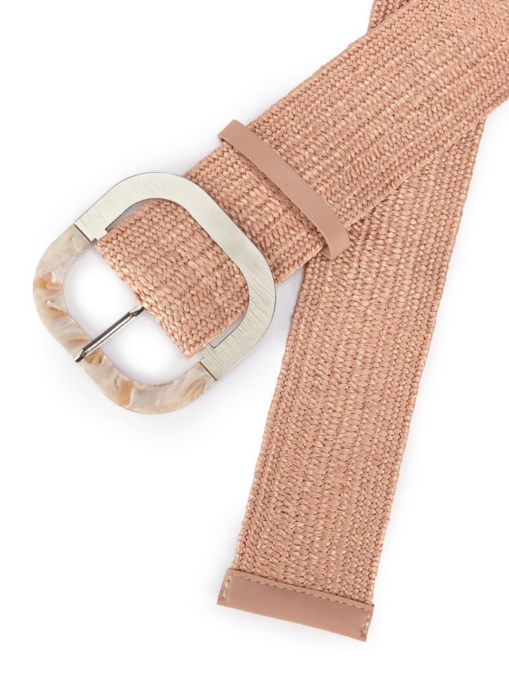 LASCANA Taillengürtel Stretchgürtel, Schmuckgürtel, Gürtel für Kleid & Overall, Bauchgürtel in moderner Bast-Optik mit Shaping-Effekt dank elastischem Material – Bild 4 von 5