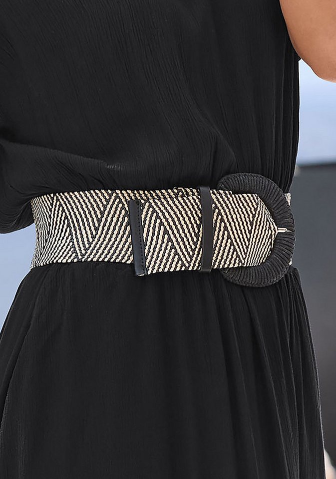 LASCANA Taillengürtel Stretchgürtel, Schmuckgürtel, Gürtel für Kleid & Overall, Bauchgürtel NEU moderne Bast-Optik, mit Shaping-Effekt dank elastischem Material – Bild 5 von 5