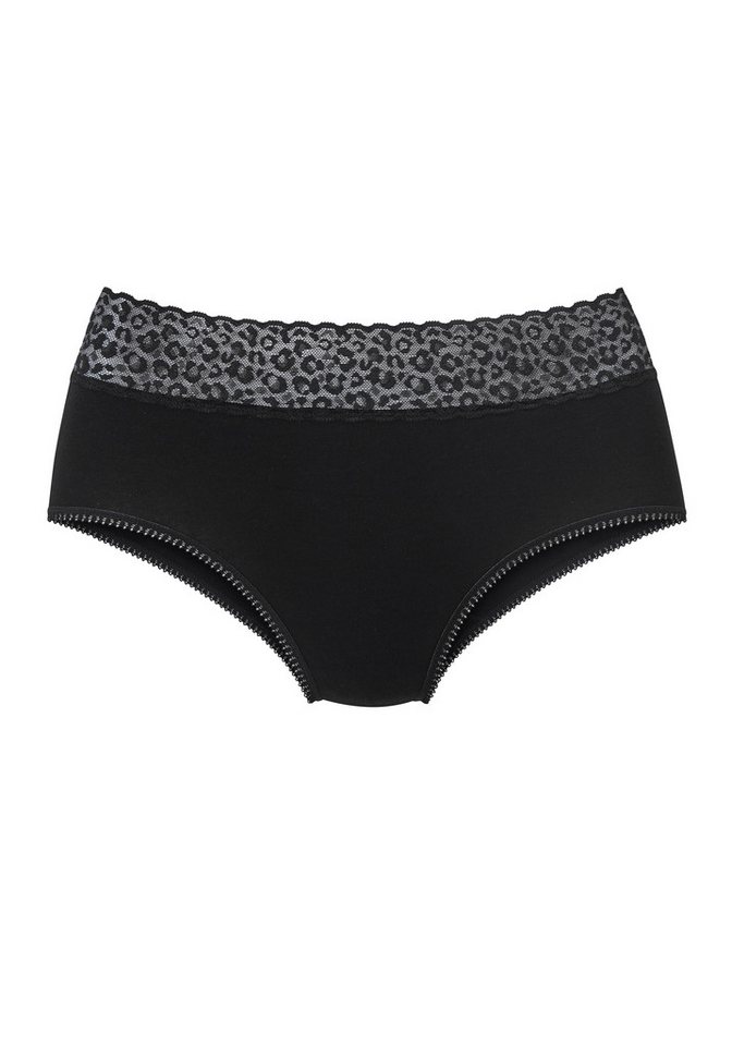LASCANA Taillenslip (4er Pack) aus elastischer Baumwolle mit Leo-Spitze am Bund – Bild 4 von 5