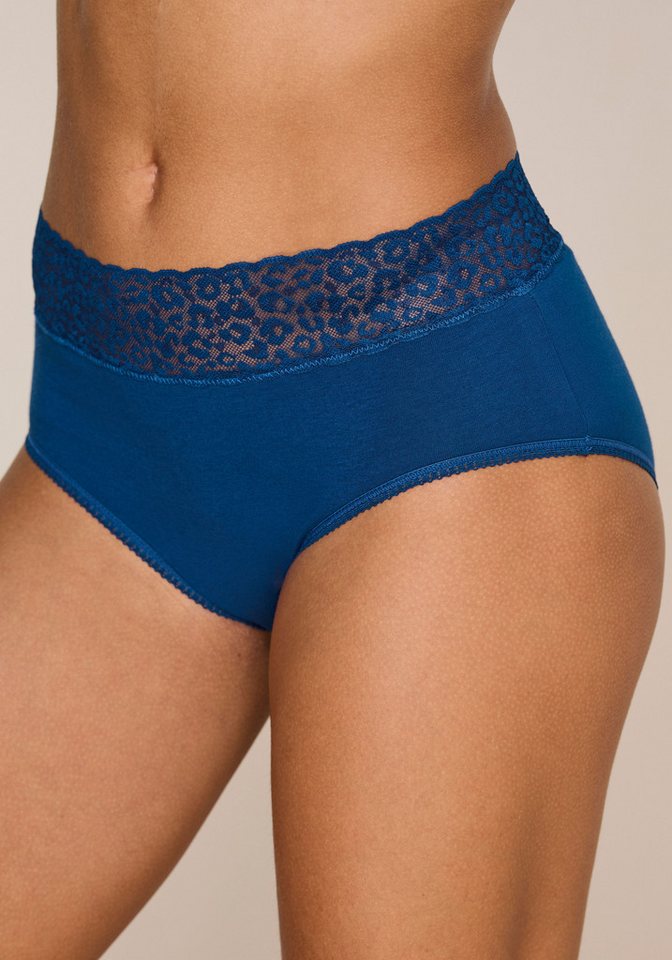 LASCANA Taillenslip (4er Pack) aus elastischer Baumwolle mit Leo-Spitze am Bund – Bild 2 von 5