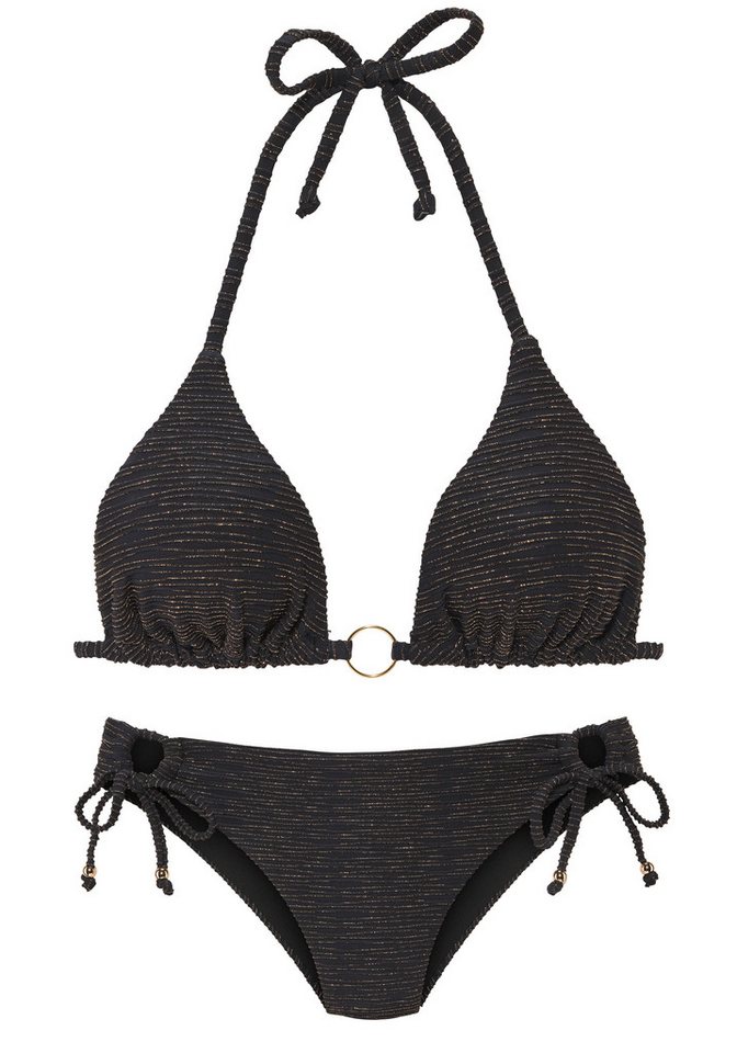 LASCANA Triangel-Bikini Glitzernde Strukturware – Bild 2 von 4