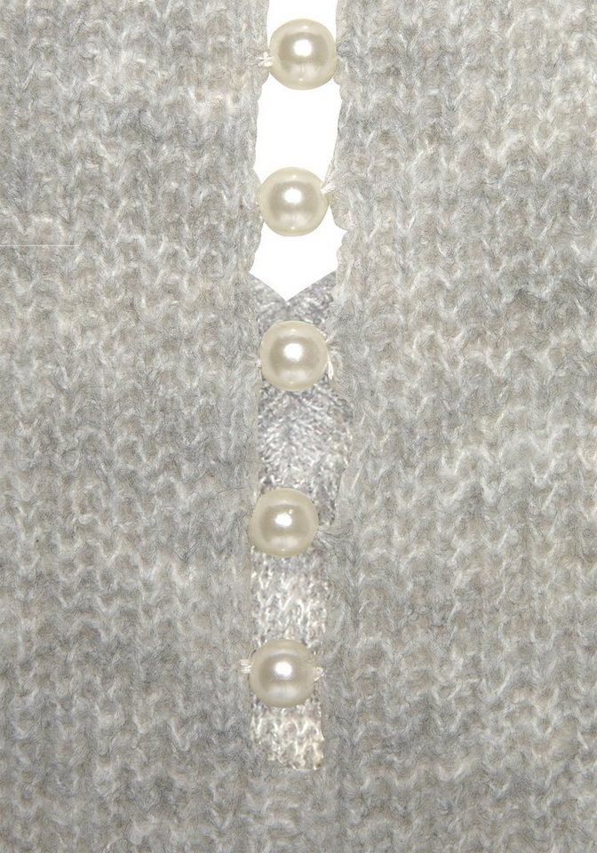 LASCANA V-Ausschnitt-Pullover mit Zierperlen im Rücken Leichter V-Pullover, femininer Strickpullover, kuschelig und elegant – Bild 5 von 5