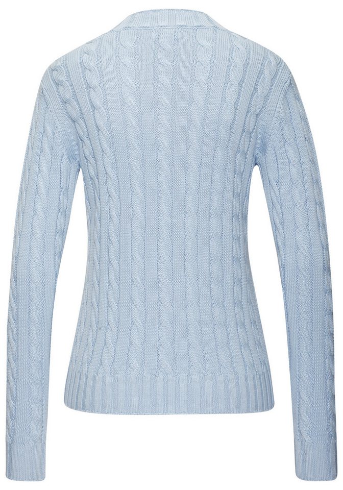 LASCANA V-Ausschnitt-Pullover mit Zopfstrickmuster gemütlicher Strickpullover, unifarbener Zopfpullover, klassische Form – Bild 4 von 5