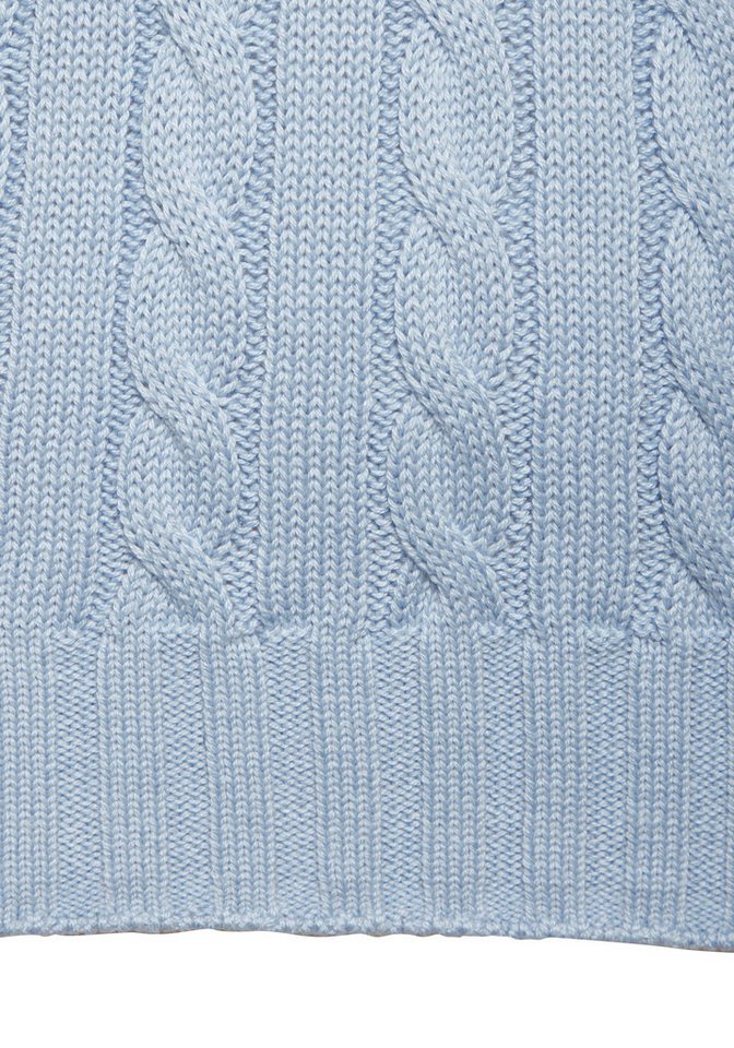 LASCANA V-Ausschnitt-Pullover mit Zopfstrickmuster gemütlicher Strickpullover, unifarbener Zopfpullover, klassische Form – Bild 5 von 5