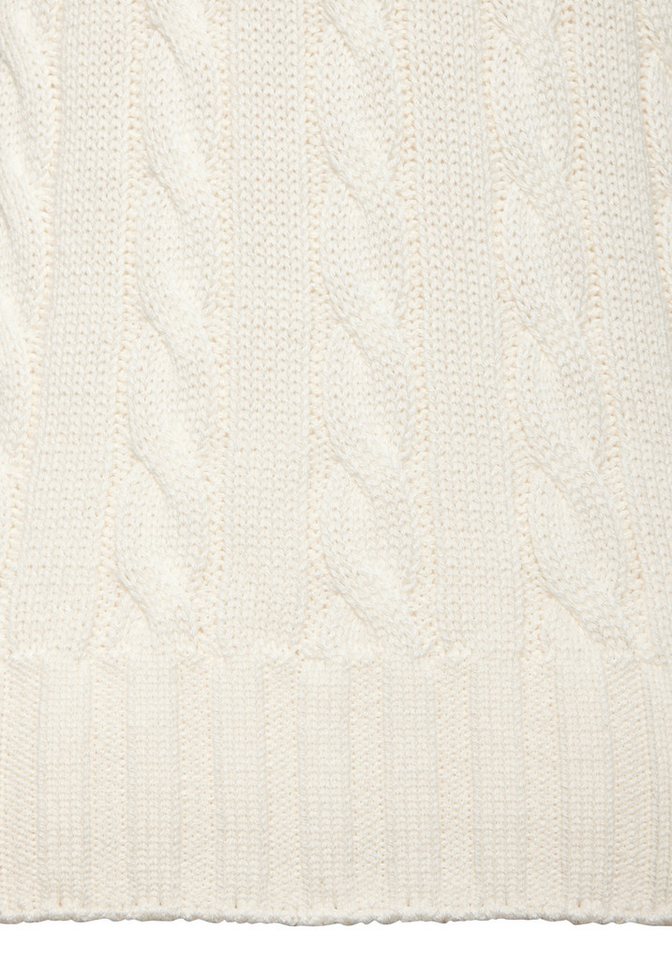 LASCANA V-Ausschnitt-Pullover mit Zopfstrickmuster gemütlicher Strickpullover, unifarbener Zopfpullover, klassische Form – Bild 5 von 5