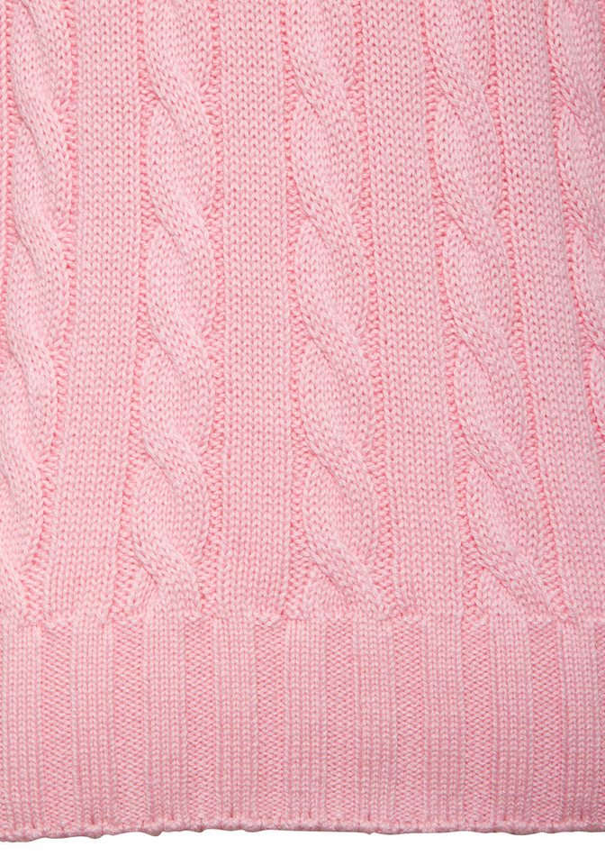 LASCANA V-Ausschnitt-Pullover mit Zopfstrickmuster gemütlicher Strickpullover, unifarbener Zopfpullover, klassische Form – Bild 5 von 5