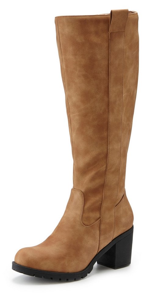 LASCANA Weitschaftstiefel Stiefel, Stiefelette, langer Stiefel, Blockabsatz, Cowboy Stil VEGAN – Bild 3 von 5