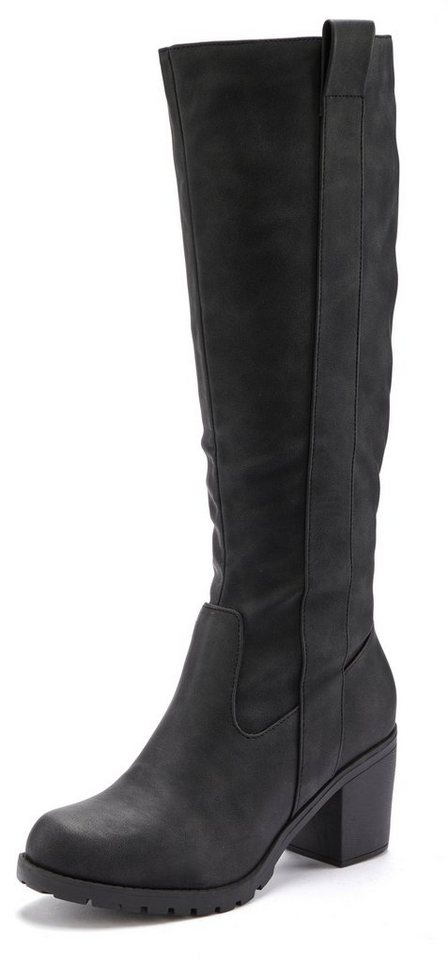 LASCANA Weitschaftstiefel Stiefel, Stiefelette, langer Stiefel, Blockabsatz, Cowboy Stil VEGAN – Bild 4 von 5