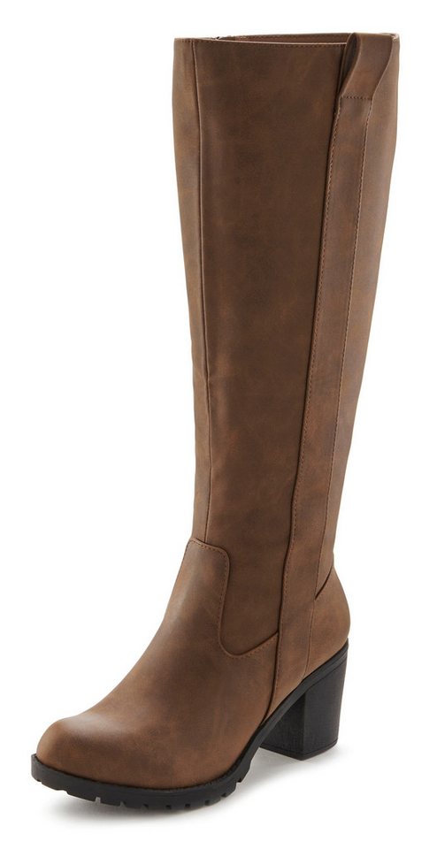 LASCANA Weitschaftstiefel Stiefel, Stiefelette, langer Stiefel, Blockabsatz, Cowboy Stil VEGAN – Bild 2 von 5