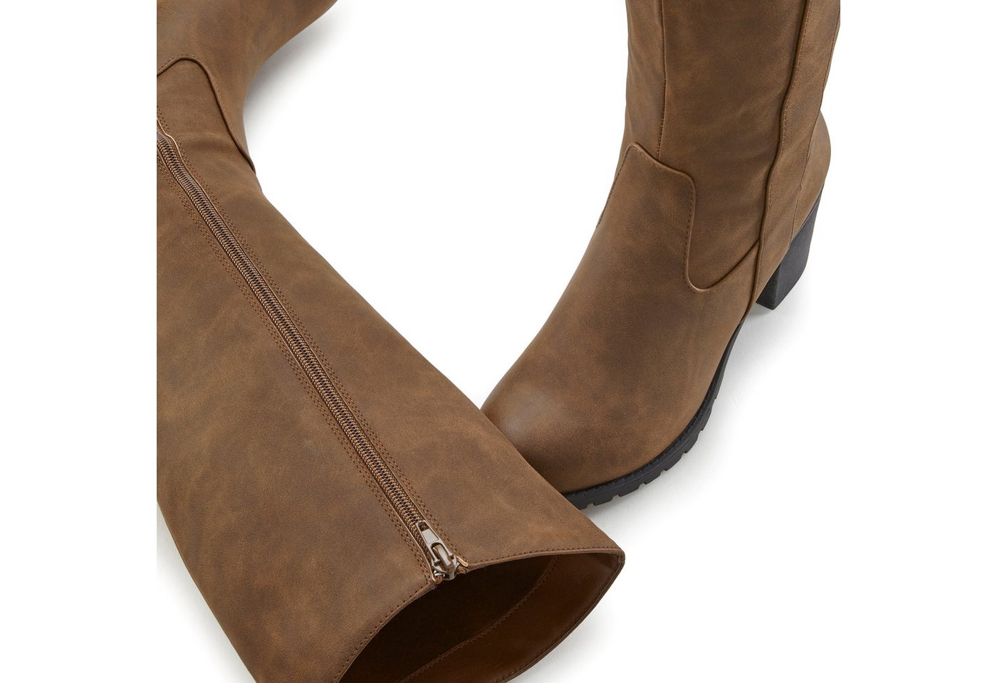 LASCANA Weitschaftstiefel Stiefel, Stiefelette, langer Stiefel, Blockabsatz, Cowboy Stil VEGAN – Bild 4 von 5