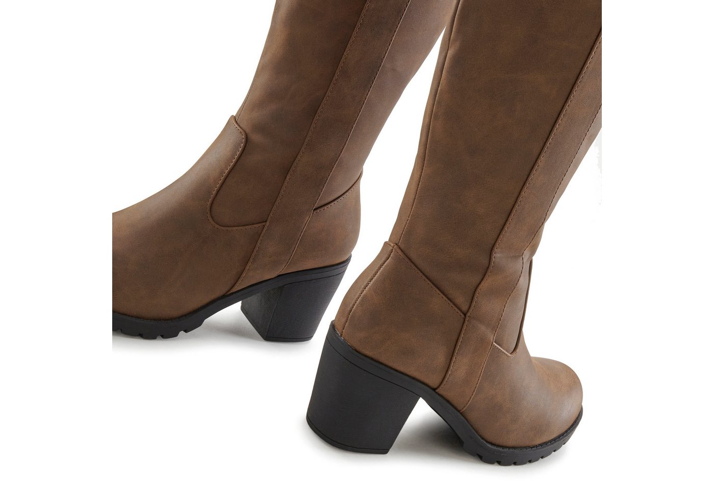 LASCANA Weitschaftstiefel Stiefel, Stiefelette, langer Stiefel, Blockabsatz, Cowboy Stil VEGAN – Bild 5 von 5