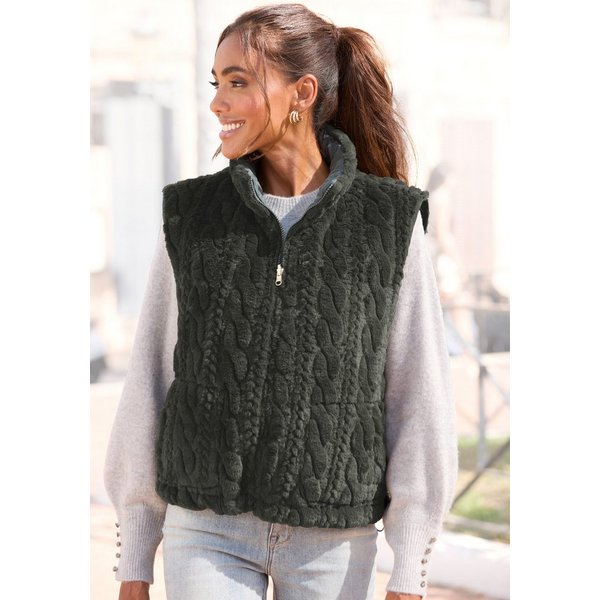 LASCANA Wendeweste, wendbare Steppweste mit flauschigem Fellimitat kuschelige Plüschweste, ideal zum Layering im Herbst, leicht wattiert