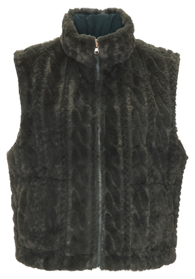 LASCANA Wendeweste, wendbare Steppweste mit flauschigem Fellimitat kuschelige Plüschweste, ideal zum Layering im Herbst, leicht wattiert – Bild 2 von 5