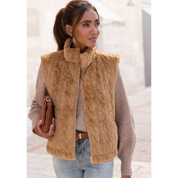 LASCANA Wendeweste, wendbare Steppweste mit flauschigem Fellimitat kuschelige Plüschweste, ideal zum Layering im Herbst, leicht wattiert