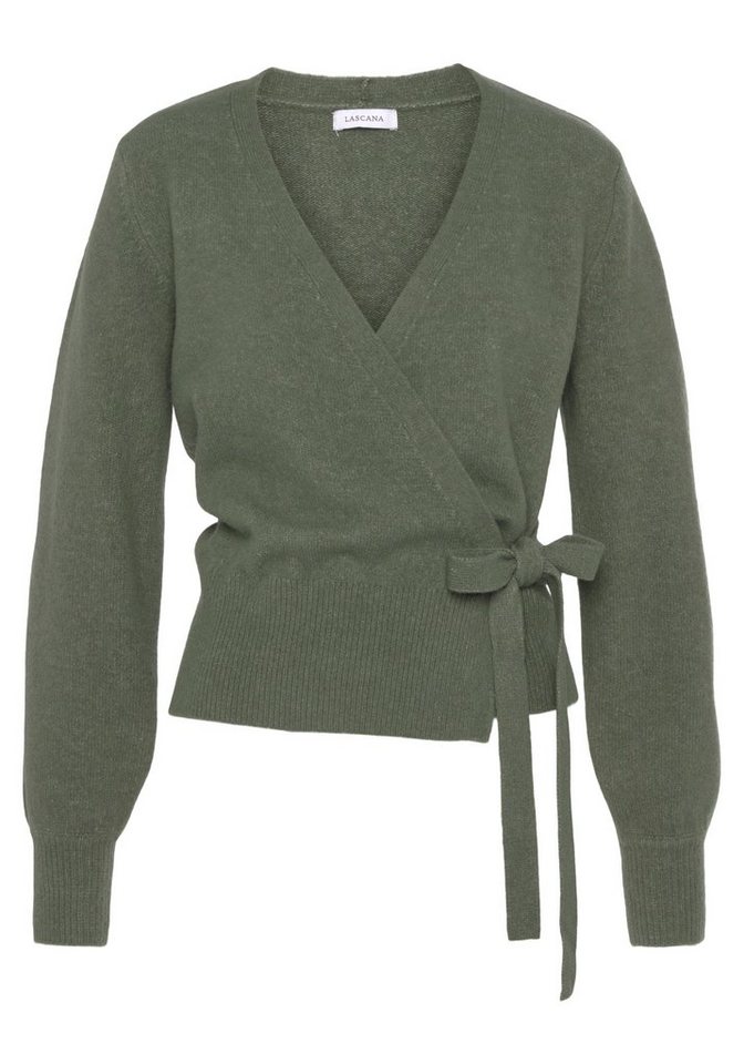 LASCANA Wickelstrickjacke mit breitem Rippbündchen, Loungewear – Bild 2 von 5