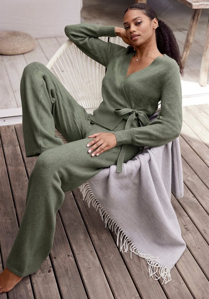 LASCANA Wickelstrickjacke mit breitem Rippbündchen, Loungewear – Bild 3 von 5